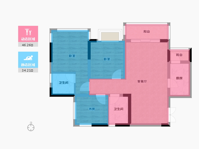 四川省-南充市-科华云玺台-70.98-户型库-动静分区