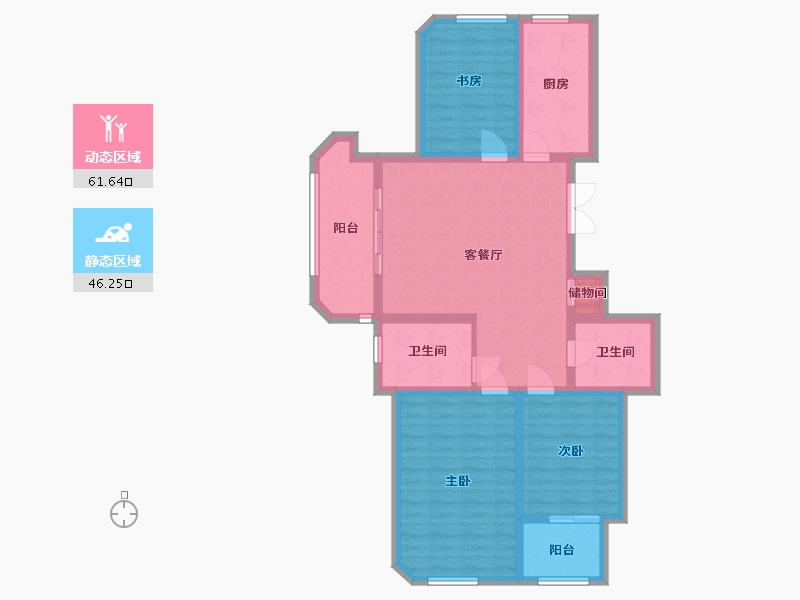 江苏省-淮安市-鹏源淮安新都-96.00-户型库-动静分区