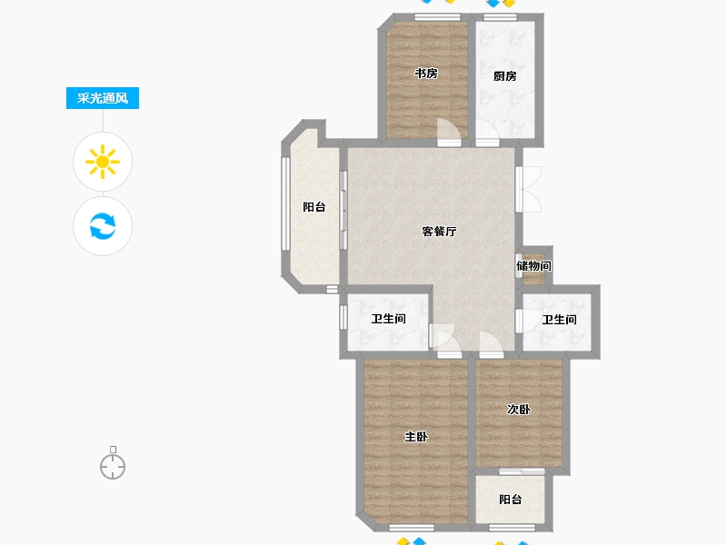 江苏省-淮安市-鹏源淮安新都-96.00-户型库-采光通风