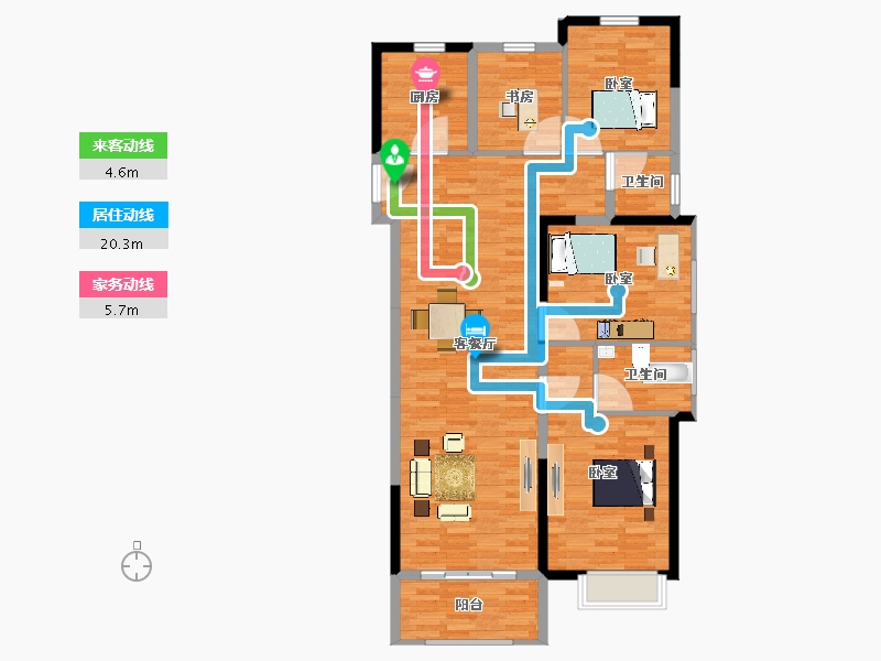 江苏省-扬州市-沄溪书院-114.00-户型库-动静线