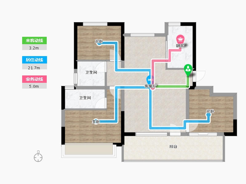 甘肃省-天水市-奥特莱斯绿城·明月江南-88.00-户型库-动静线