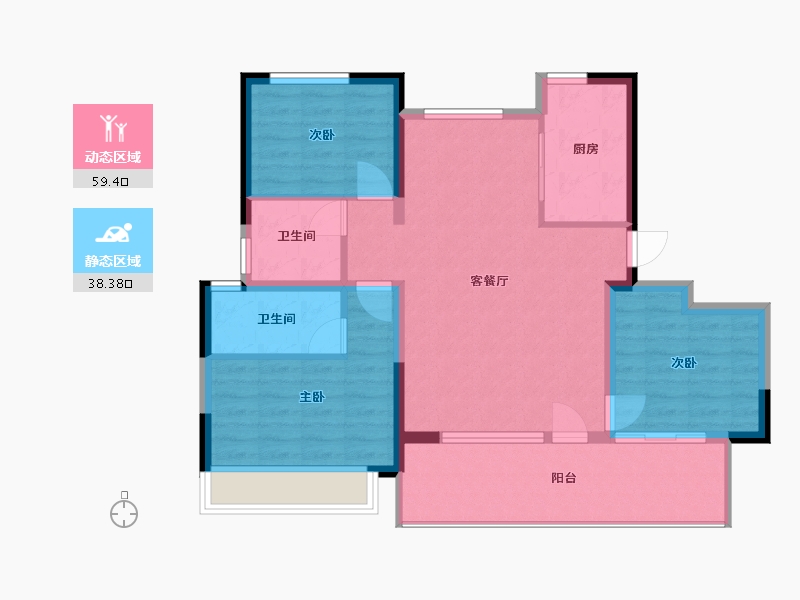 甘肃省-天水市-奥特莱斯绿城·明月江南-88.00-户型库-动静分区