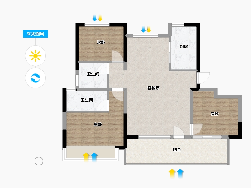 甘肃省-天水市-奥特莱斯绿城·明月江南-88.00-户型库-采光通风