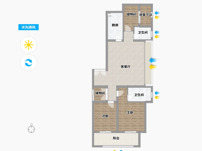 江苏省-盐城市-大丰吾悦广场-100.99-户型库-采光通风