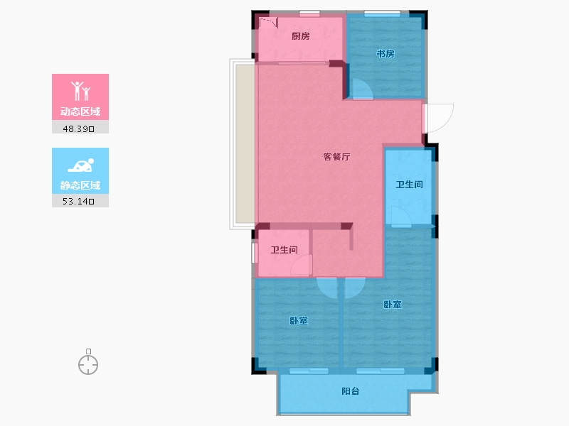 浙江省-湖州市-绿地新里雲上府-91.92-户型库-动静分区