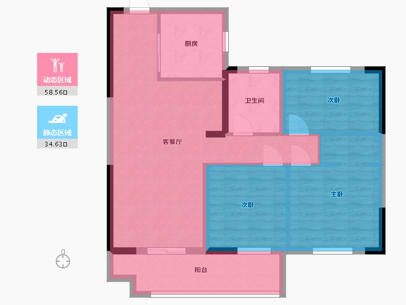 江苏省-淮安市-中梁南城上院-83.20-户型库-动静分区