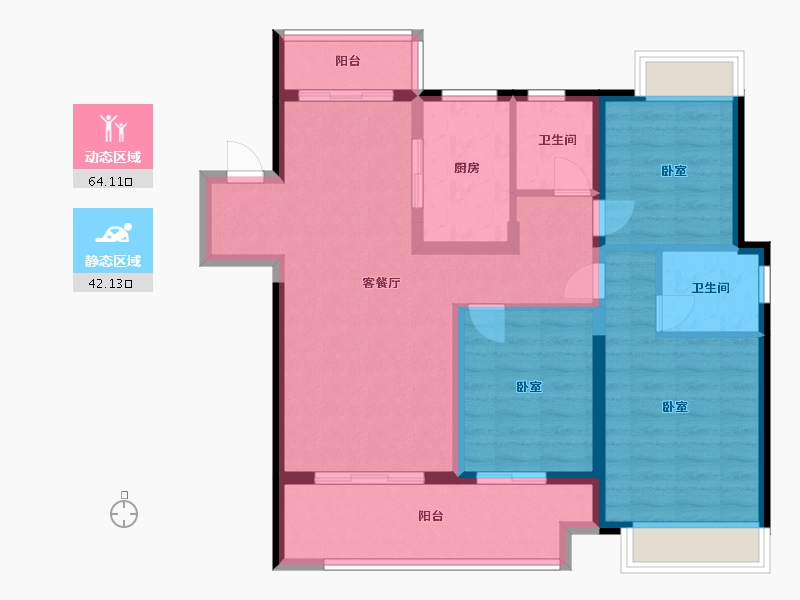 江苏省-镇江市-美的·君兰悦-95.01-户型库-动静分区