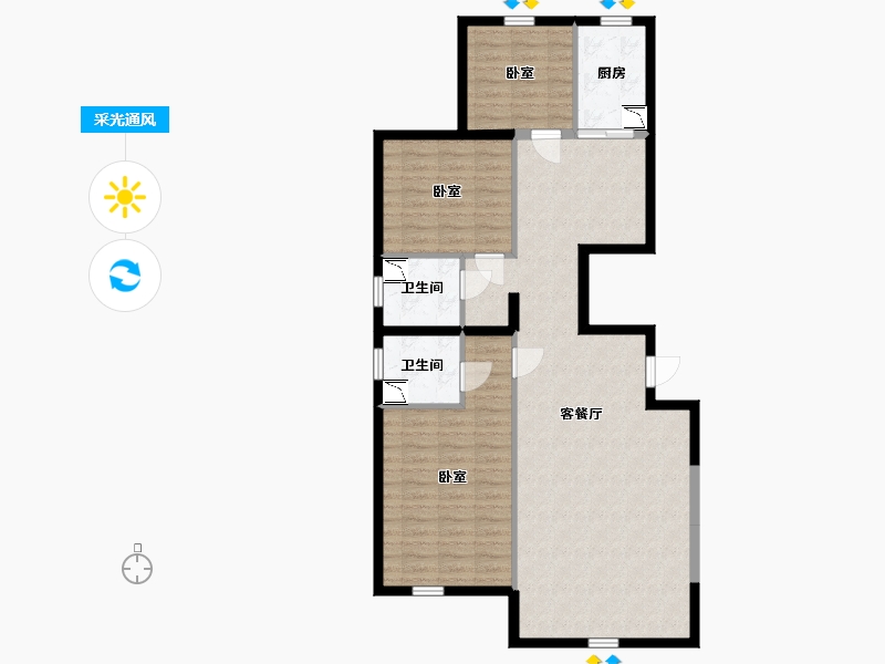 宁夏回族自治区-银川市-花样年华南区-99.82-户型库-采光通风