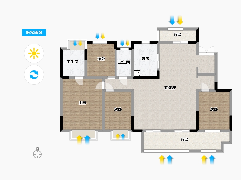 江苏省-淮安市-新城·悦隽风华-136.00-户型库-采光通风