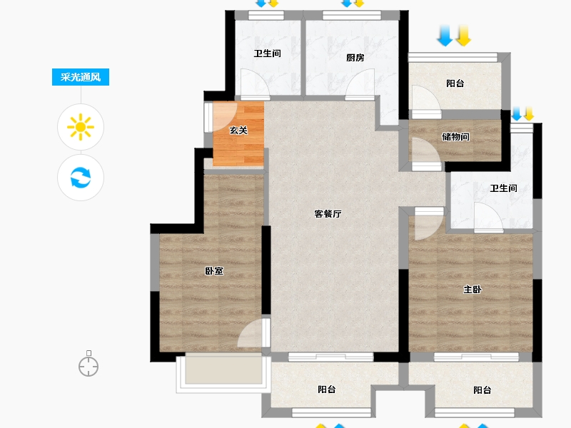 江苏省-苏州市-象屿名俊豪庭-78.01-户型库-采光通风