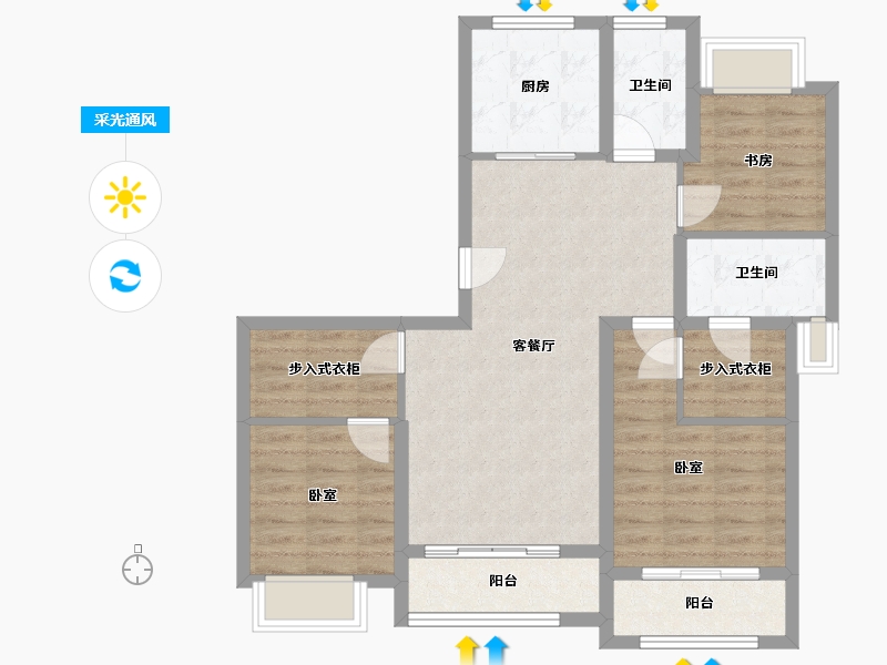 浙江省-杭州市-首开望宸樾庐-83.32-户型库-采光通风