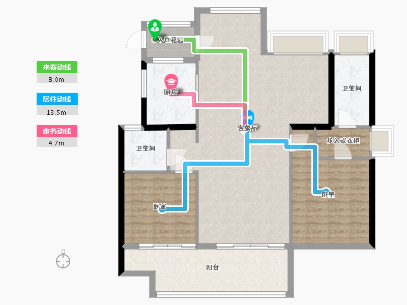 浙江省-杭州市-杭州湾世纪城-105.08-户型库-动静线