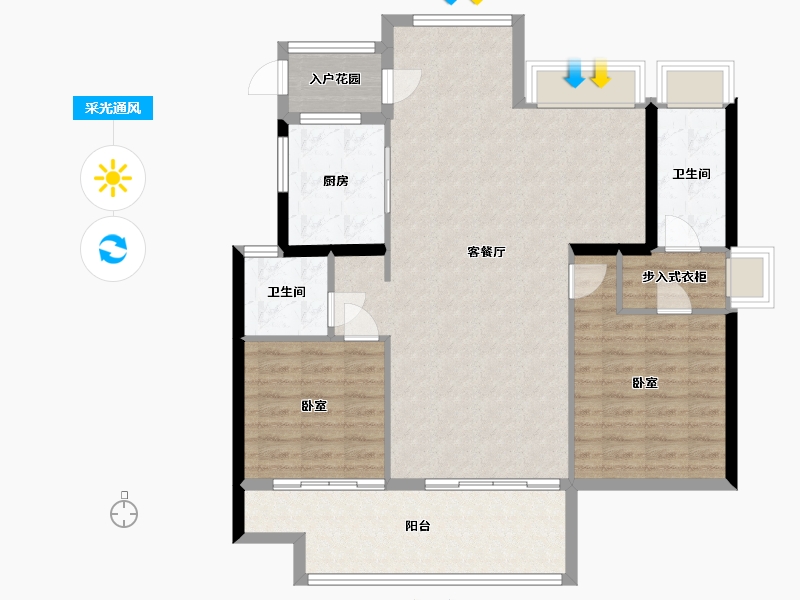 浙江省-杭州市-杭州湾世纪城-105.08-户型库-采光通风