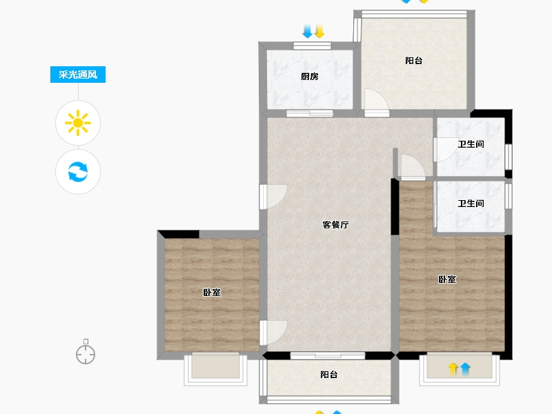 浙江省-宁波市-中传首府-86.29-户型库-采光通风