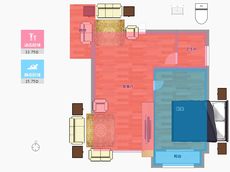 江苏省-扬州市-高力俬巢Ⅱ期-40.00-户型库-动静分区