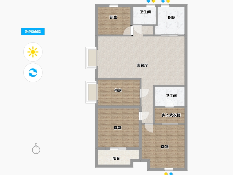 浙江省-嘉兴市-万科桂语东方-100.00-户型库-采光通风