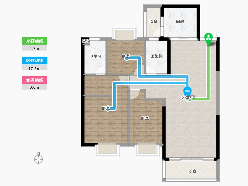 安徽省-淮南市-淮南恒大御府-100.87-户型库-动静线