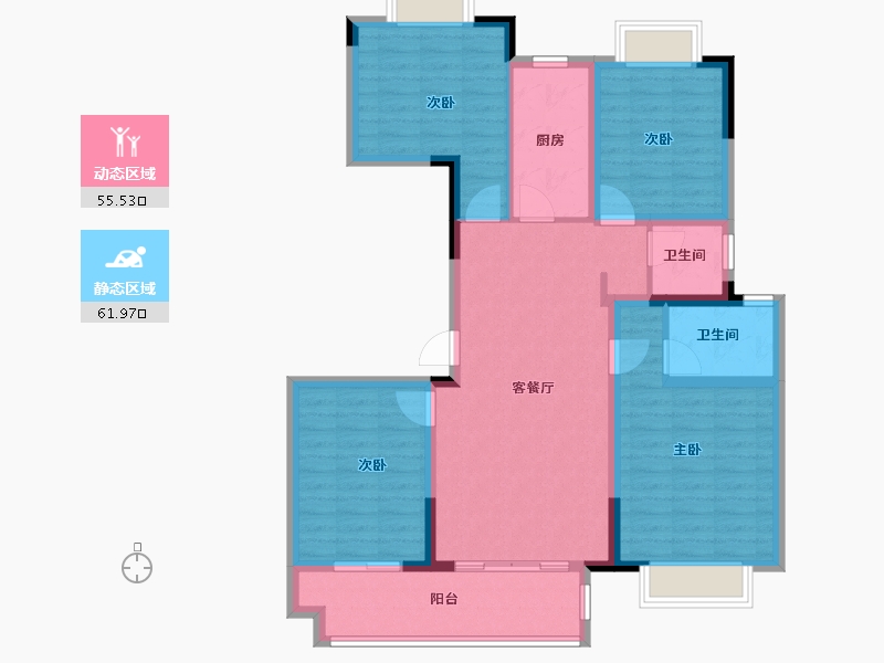 江苏省-徐州市-绿地新里·林语公馆-105.00-户型库-动静分区