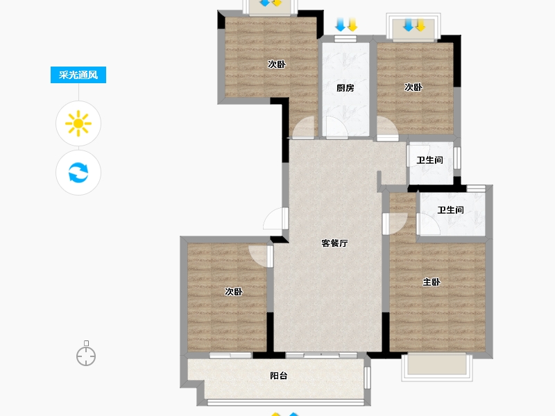 江苏省-徐州市-绿地新里·林语公馆-105.00-户型库-采光通风