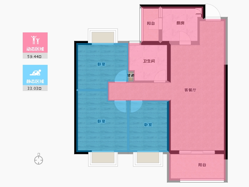 安徽省-淮南市-淮南恒大御府-82.95-户型库-动静分区