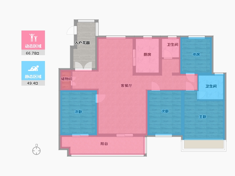 江苏省-淮安市-海棠晴园-109.60-户型库-动静分区