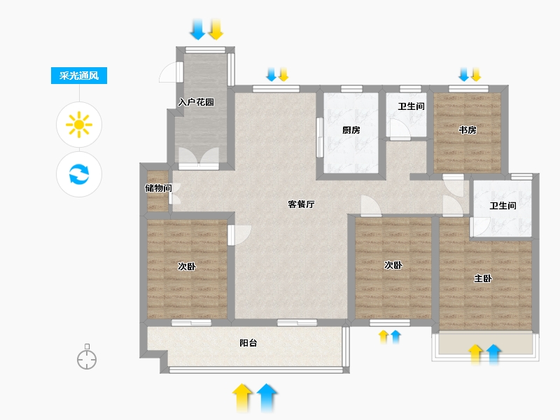 江苏省-淮安市-海棠晴园-109.60-户型库-采光通风