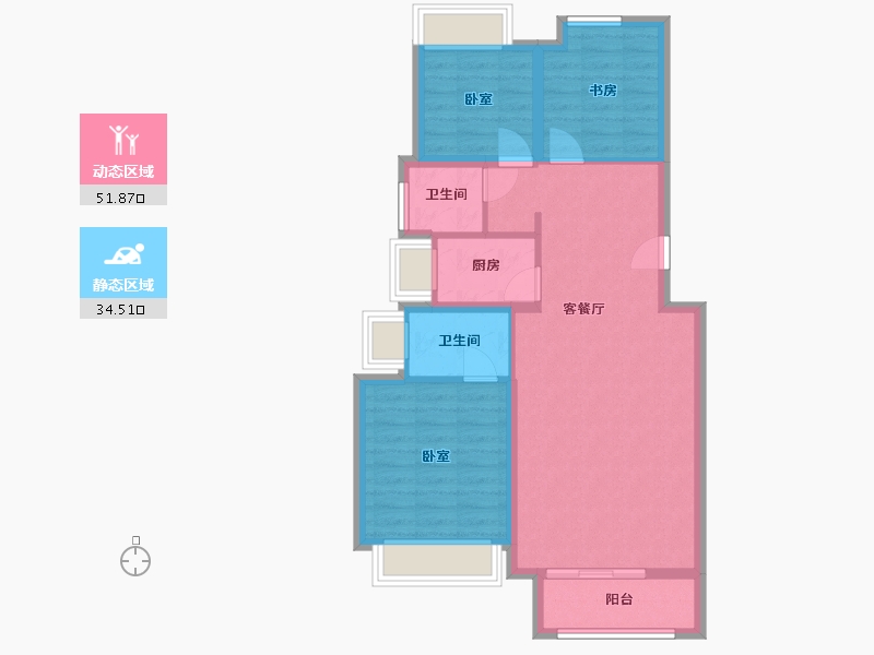 浙江省-杭州市-首开望宸樾庐-77.26-户型库-动静分区