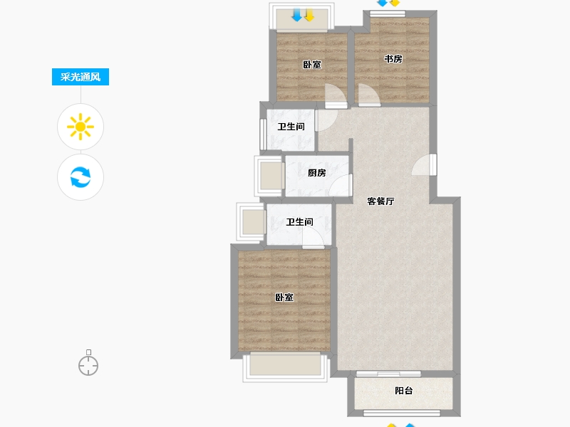 浙江省-杭州市-首开望宸樾庐-77.26-户型库-采光通风