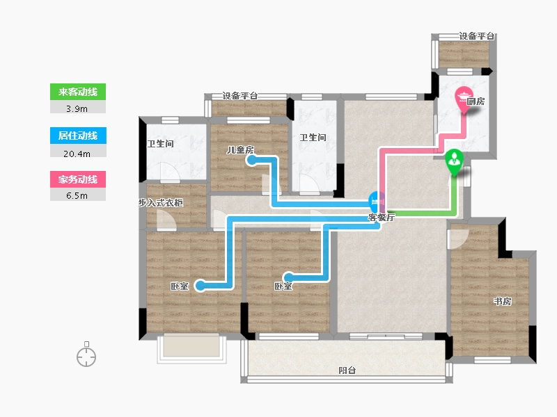 浙江省-宁波市-龙湖坤和·天境-111.00-户型库-动静线