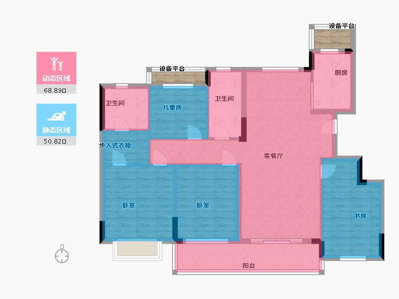 浙江省-宁波市-龙湖坤和·天境-111.00-户型库-动静分区