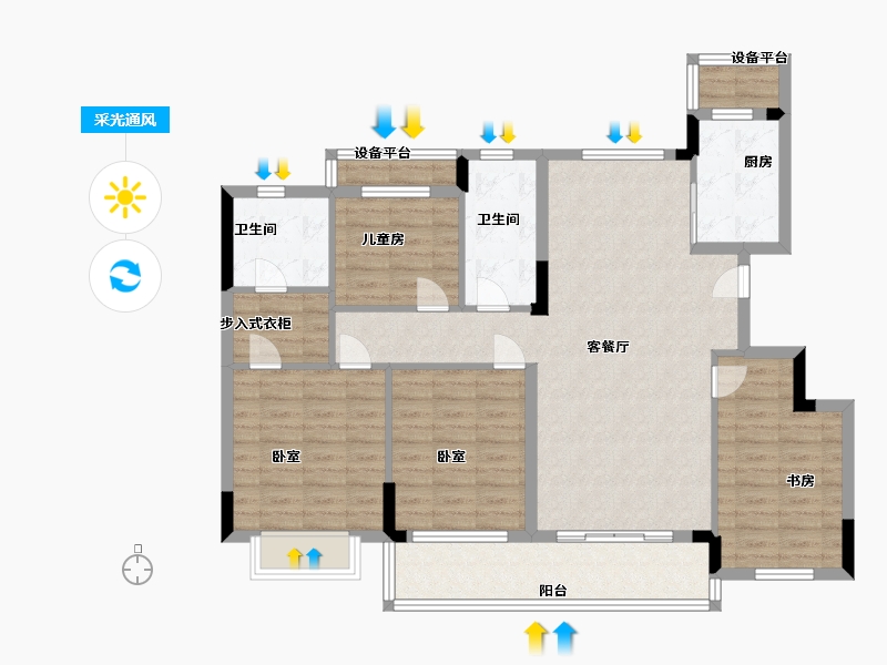 浙江省-宁波市-龙湖坤和·天境-111.00-户型库-采光通风