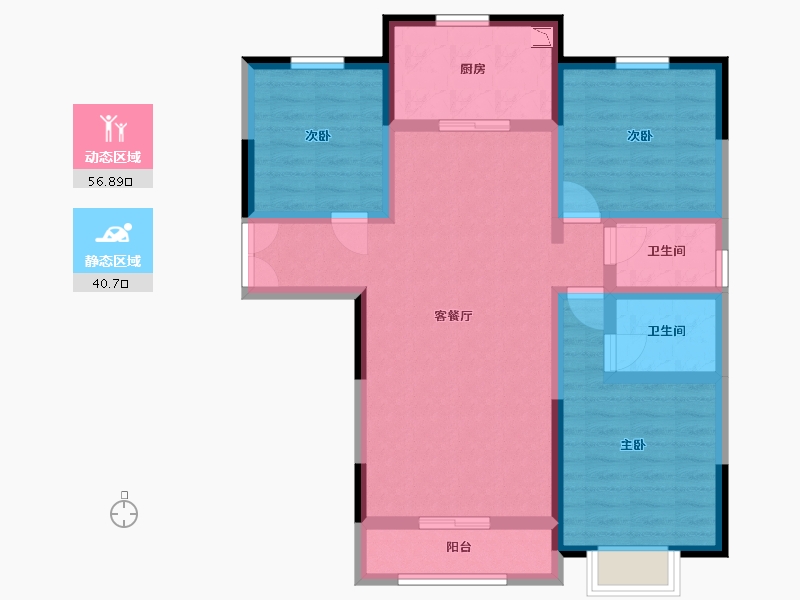 青海省-西宁市-益景佳苑-85.91-户型库-动静分区