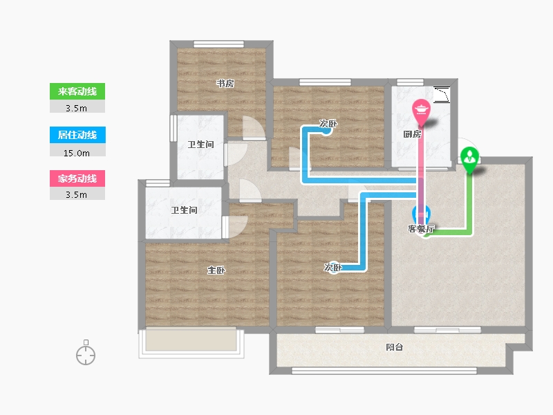 江苏省-淮安市-中南熙悦-105.60-户型库-动静线