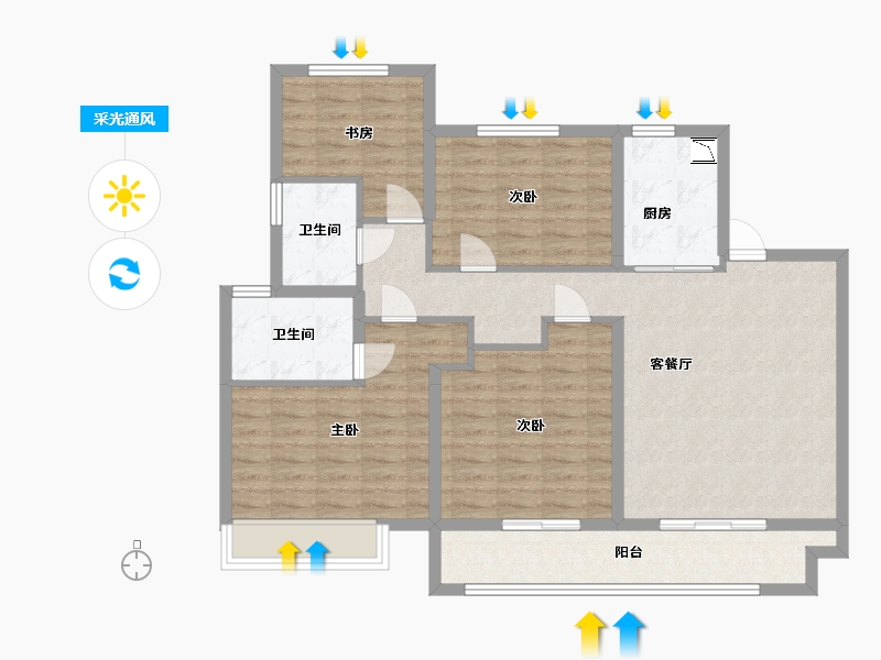 江苏省-淮安市-中南熙悦-105.60-户型库-采光通风