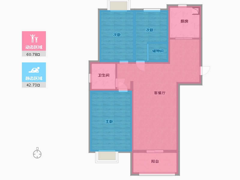 江苏省-淮安市-阅淮苑-91.80-户型库-动静分区