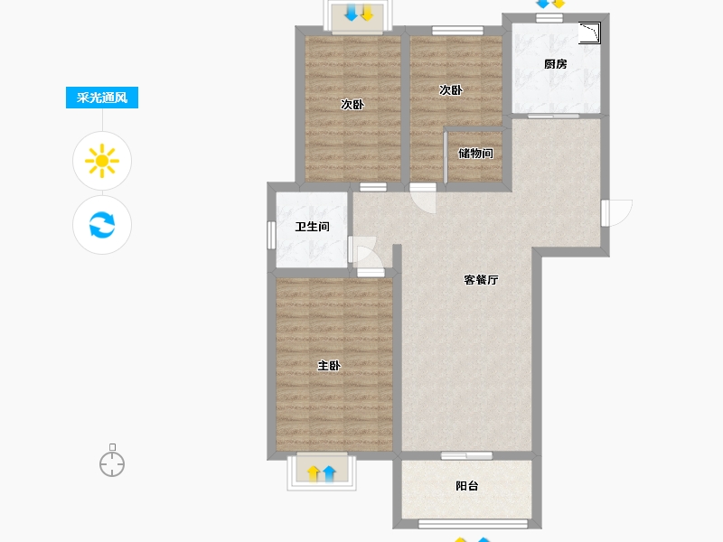 江苏省-淮安市-阅淮苑-91.80-户型库-采光通风