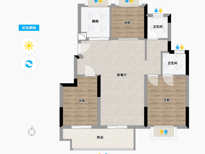 江苏省-南通市-东时区-77.00-户型库-采光通风