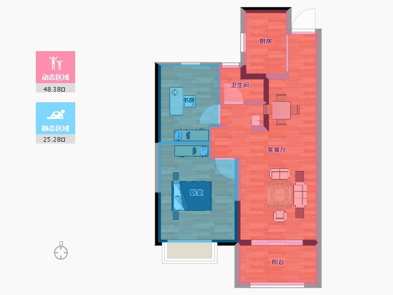 江苏省-扬州市-沄溪书院-66.01-户型库-动静分区