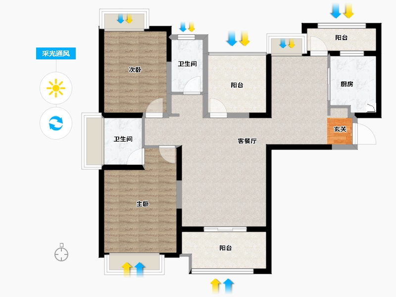 江苏省-无锡市-融侨观邸-103.00-户型库-采光通风