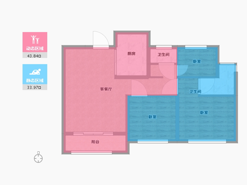 浙江省-温州市-润地巴厘九墅-69.34-户型库-动静分区