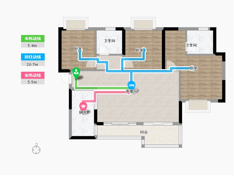 四川省-南充市-恒大滨江左岸/澜庭-96.00-户型库-动静线