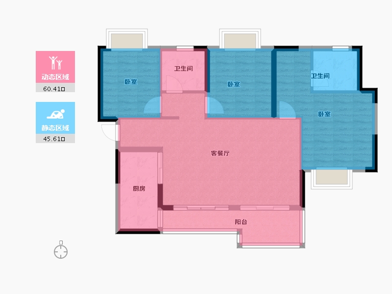 四川省-南充市-恒大滨江左岸/澜庭-96.00-户型库-动静分区