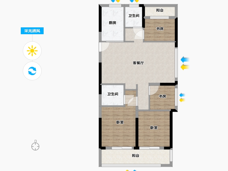 浙江省-宁波市-奥克斯·棠悦府-94.00-户型库-采光通风