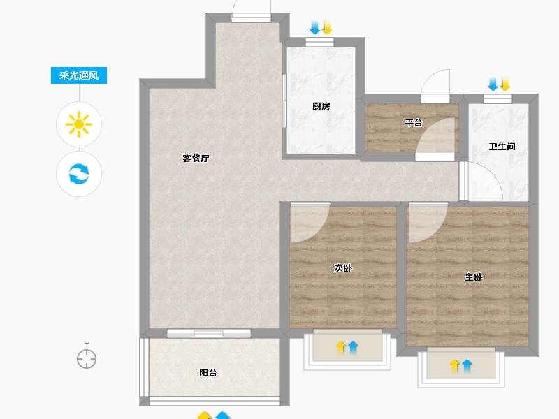 江苏省-南京市-弘阳金辉时光悦府-72.00-户型库-采光通风