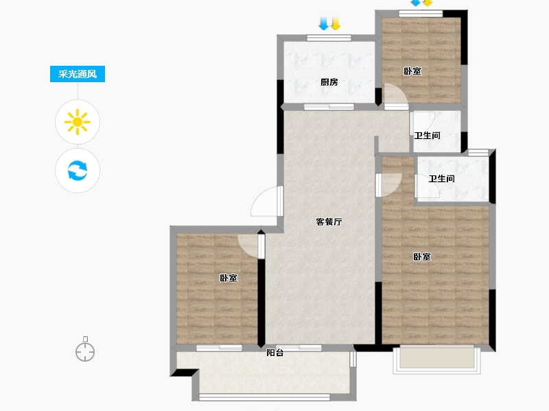 江苏省-宿迁市-吾悦广场（吾悦华府）-101.27-户型库-采光通风