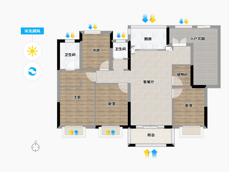 浙江省-宁波市-中国铁建青秀澜湾-110.00-户型库-采光通风