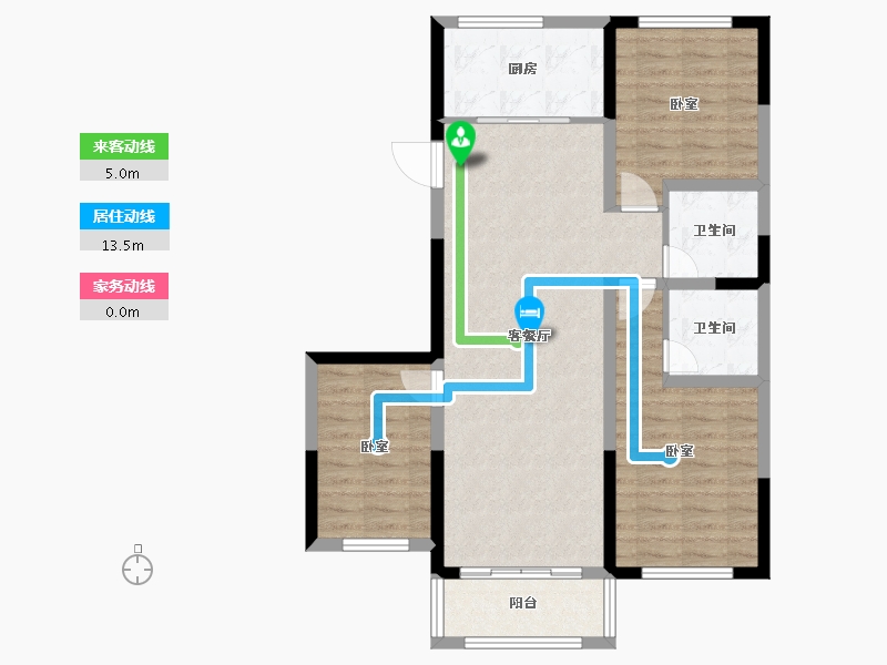 安徽省-淮南市-中环国际广场-88.37-户型库-动静线