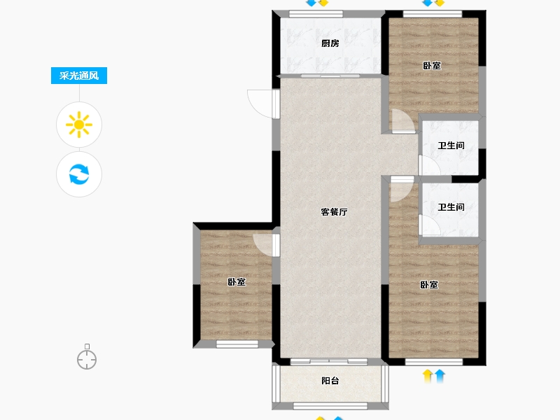 安徽省-淮南市-中环国际广场-88.37-户型库-采光通风