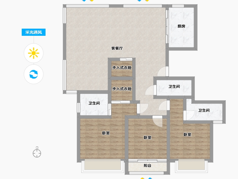 浙江省-宁波市-江山万里·琅峰-110.81-户型库-采光通风