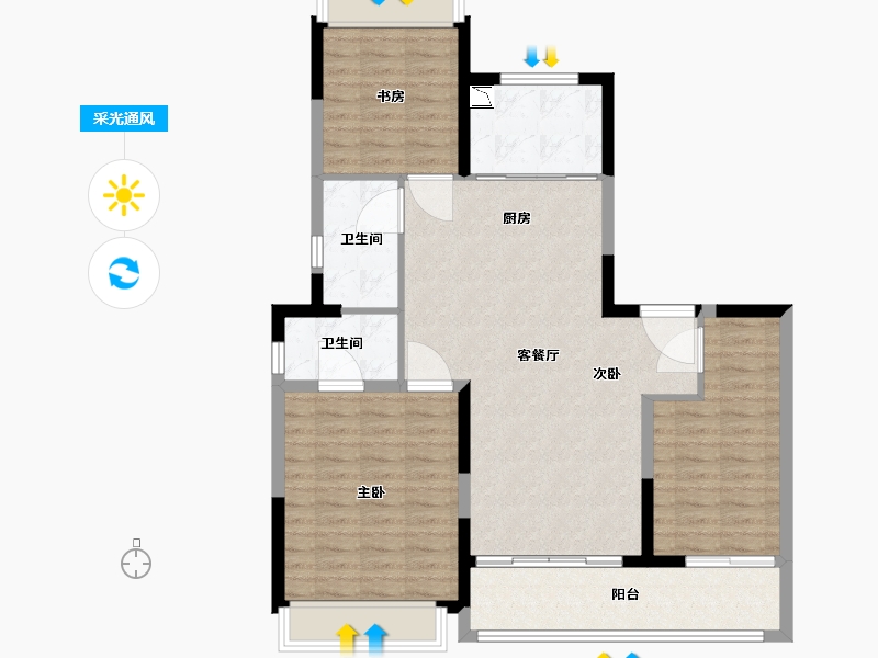 江苏省-苏州市-中交路劲璞玥风华-100.62-户型库-采光通风